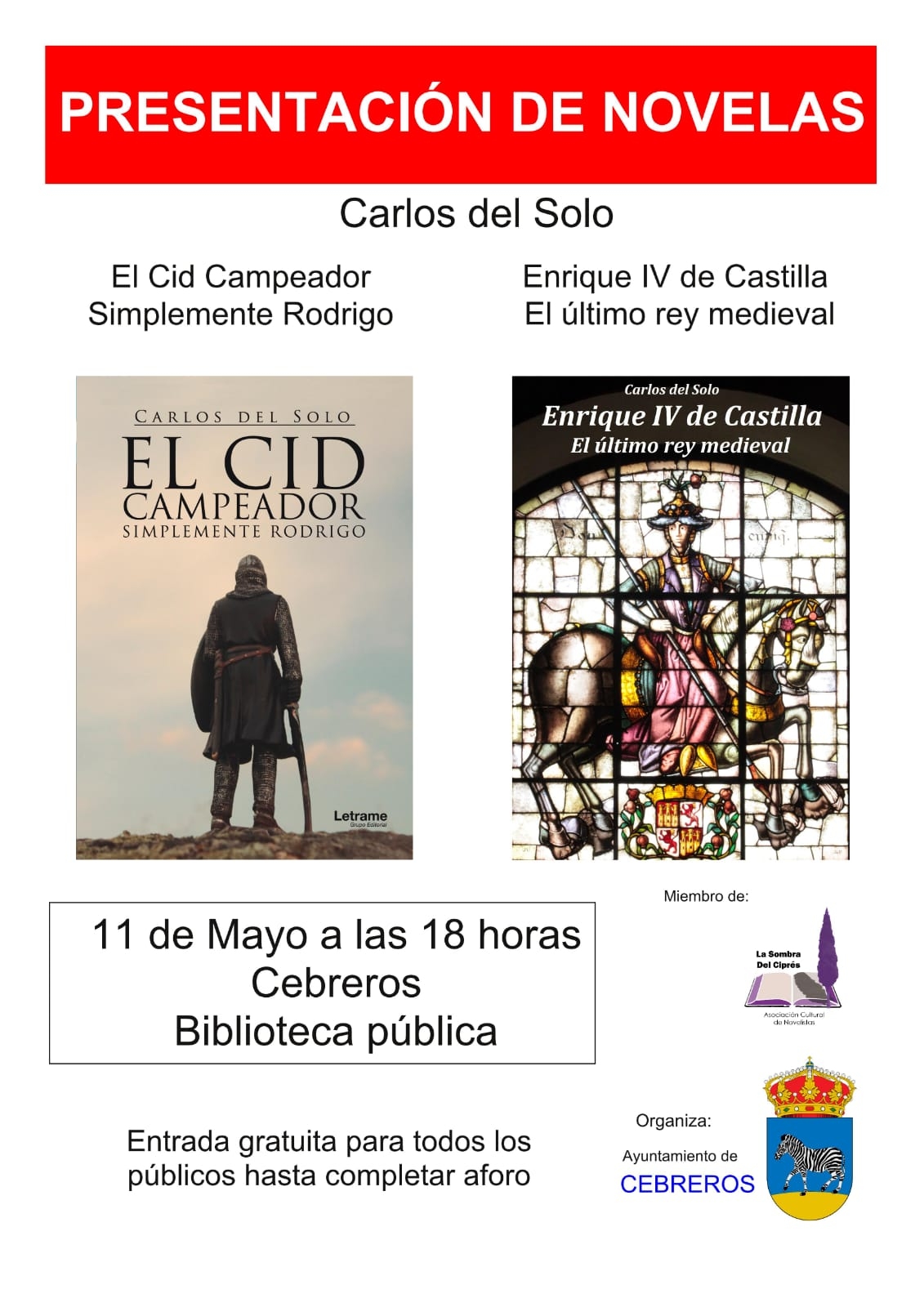 PRESENTACIÓN DE NOVELAS: CARLOS DEL SOLO