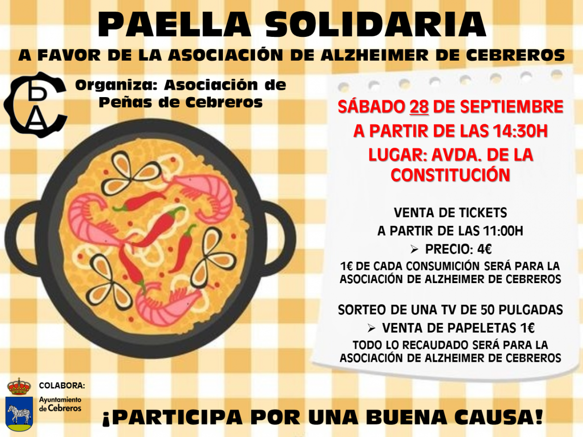 PAELLA SOLIDARIA 2019 ASOCIACIÓN PEÑAS DE CEBREROS