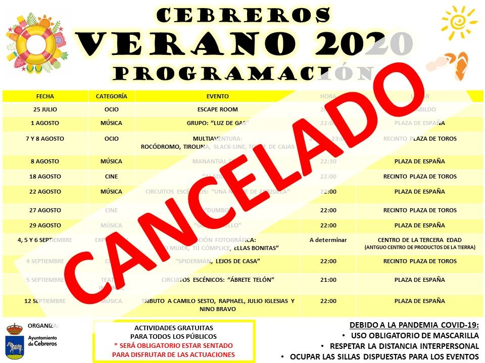 SUSPENSIÓN ACTIVIDADES AGOSTO Y SEPTIEMBRE