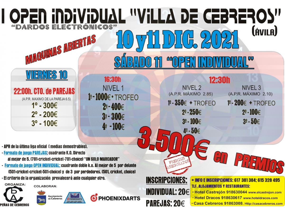 I OPEN INDIVIDUAL DE DARDOS ELECTRÓNICOS VILLA DE CEBREROS