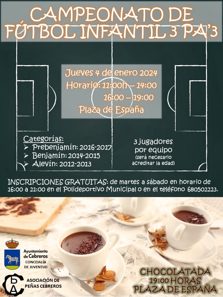 CAMPEONATO DE FÚTBOL INFANTIL 3 PA' 3 2024