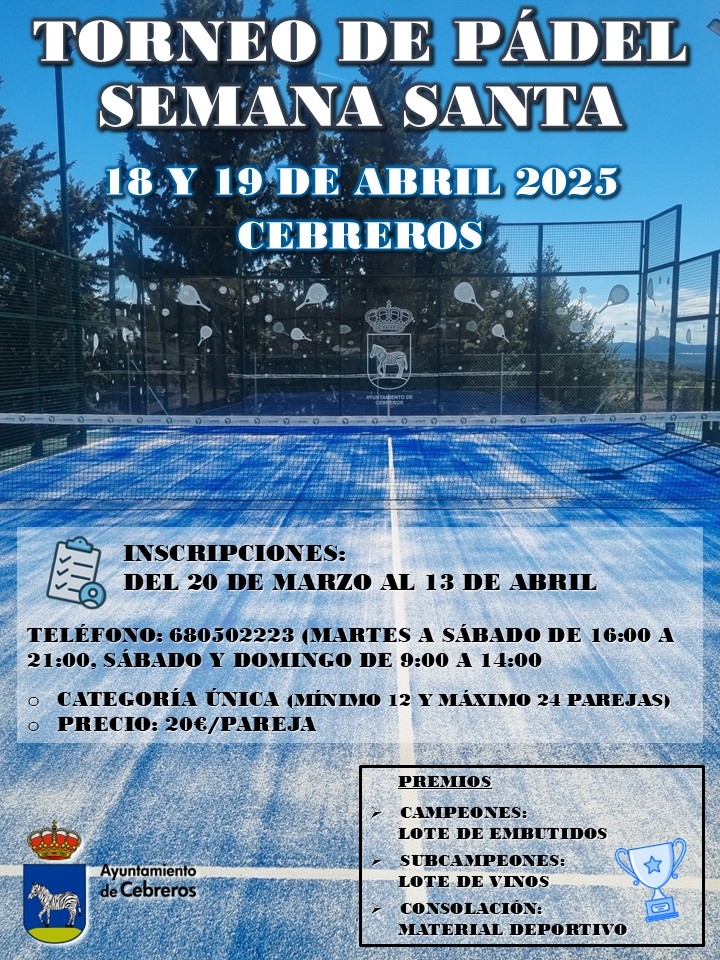 TORNEO DE PÁDEL SEMANA SANTA 2025