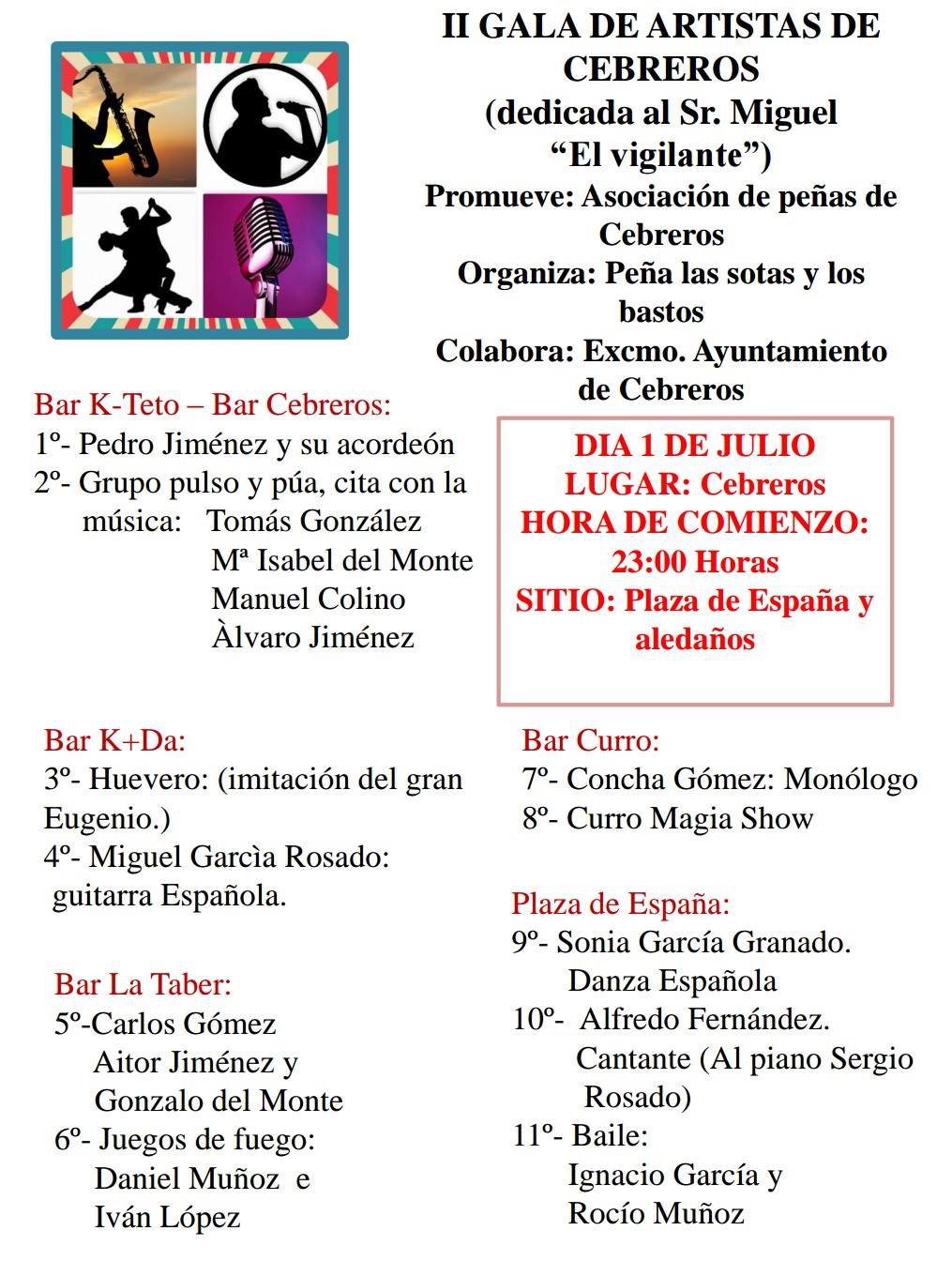 II GALA DE ARTISTAS DE CEBREROS