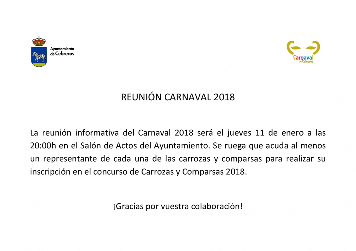 REUNIÓN CARNAVAL 2018