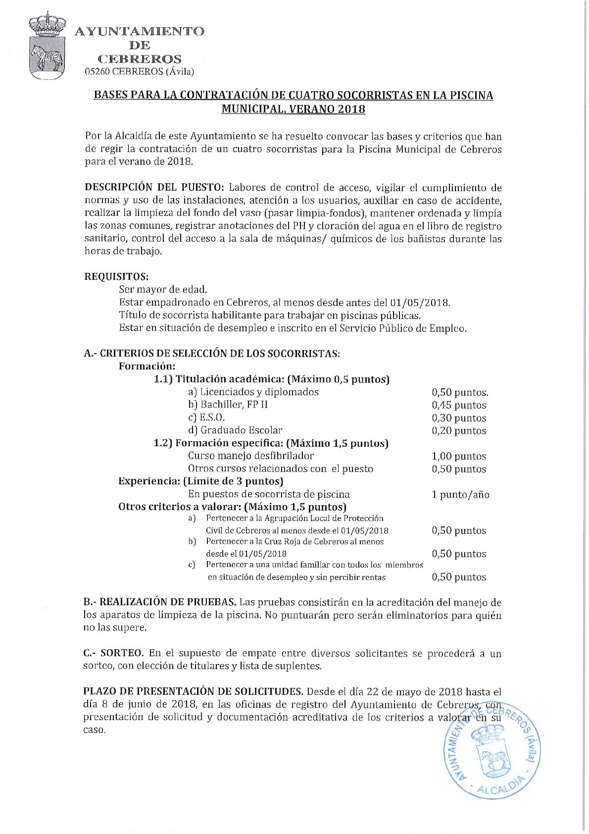 BASES DE CONTRATACIÓN SOCORRISTAS 2018